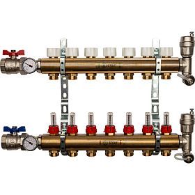 STOUT Распределительный коллектор из латуни с расходомерами 7 вых.