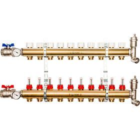 STOUT Распределительный коллектор из латуни с расходомерами 10 вых.