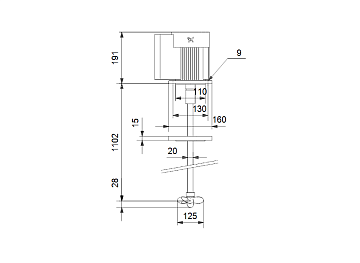 Мешалка электрическая Elec.mixer f.500l tank,PP-S E/X,1100-125