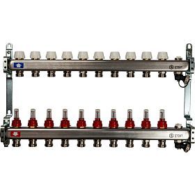 STOUT Коллектор из нержавеющей стали с расходомерами, с клапаном вып. воздуха и сливом 10 вых.