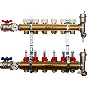 STOUT Распределительный коллектор из латуни с расходомерами 6 вых.